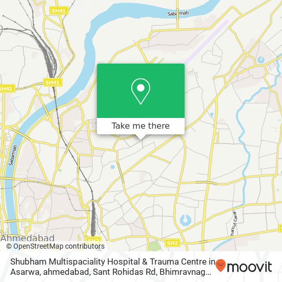 Shubham Multispaciality Hospital & Trauma Centre in Asarwa, ahmedabad, Sant Rohidas Rd, Bhimravnaga map