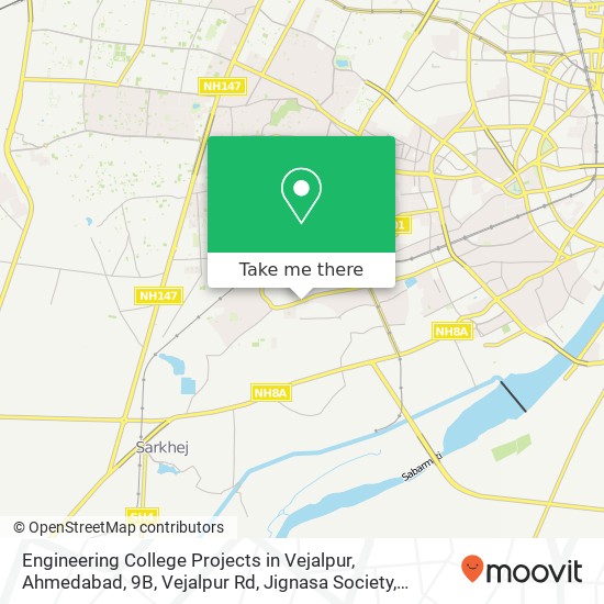 Engineering College Projects in Vejalpur, Ahmedabad, 9B, Vejalpur Rd, Jignasa Society, Vibhavari So map