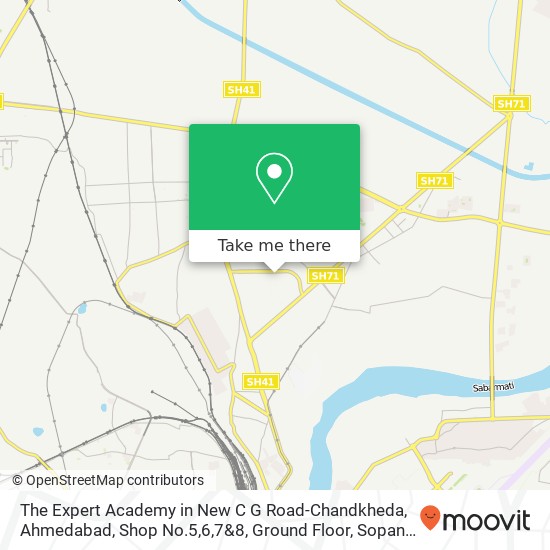 The Expert Academy in New C G Road-Chandkheda, Ahmedabad, Shop No.5,6,7&8, Ground Floor, Sopan Comp map