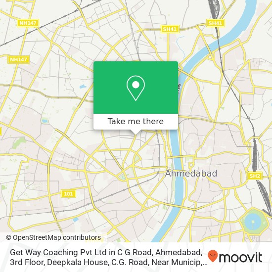 Get Way Coaching Pvt Ltd in C G Road, Ahmedabad, 3rd Floor, Deepkala House, C.G. Road, Near Municip map