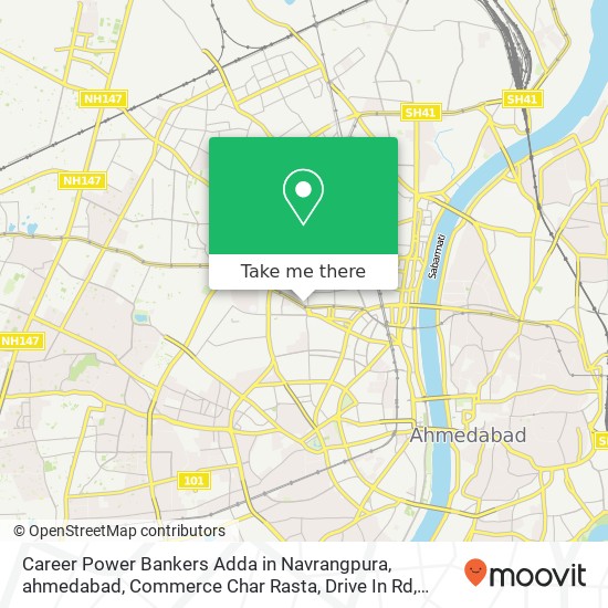 Career Power Bankers Adda in Navrangpura, ahmedabad, Commerce Char Rasta, Drive In Rd, Sarvottam Na map