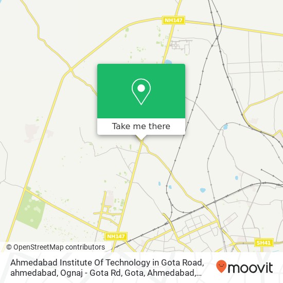 Ahmedabad Institute Of Technology in Gota Road, ahmedabad, Ognaj - Gota Rd, Gota, Ahmedabad, Gujara map