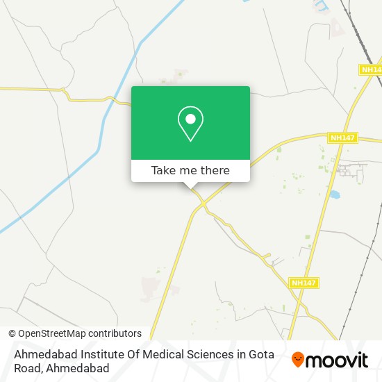 Ahmedabad Institute Of Medical Sciences in Gota Road map