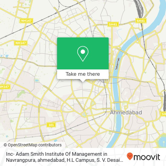 Inc- Adam Smith Institute Of Management in Navrangpura, ahmedabad, H.L Campus, S. V. Desai Road, Na map