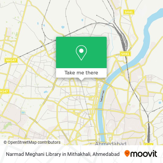 Narmad Meghani Library in Mithakhali map