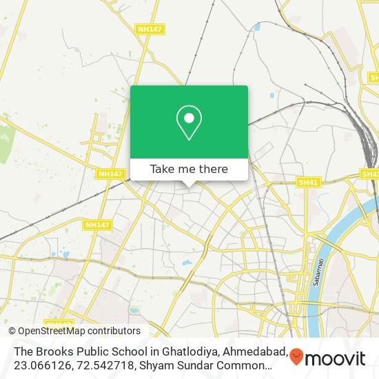 The Brooks Public School in Ghatlodiya, Ahmedabad, 23.066126, 72.542718, Shyam Sundar Common Plot,O map