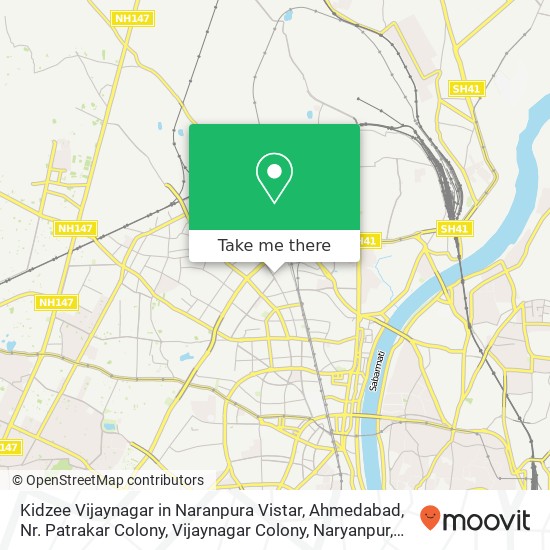 Kidzee Vijaynagar in Naranpura Vistar, Ahmedabad, Nr. Patrakar Colony, Vijaynagar Colony, Naryanpur map
