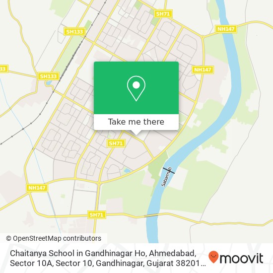 Chaitanya School in Gandhinagar Ho, Ahmedabad, Sector 10A, Sector 10, Gandhinagar, Gujarat 382010, map