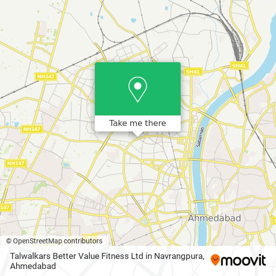 Talwalkars Better Value Fitness Ltd in Navrangpura map