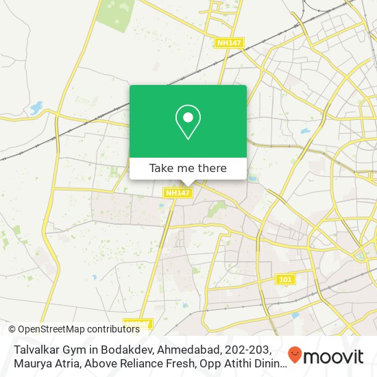 Talvalkar Gym in Bodakdev, Ahmedabad, 202-203, Maurya Atria, Above Reliance Fresh, Opp Atithi Dinin map