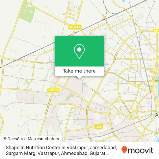 Shape In Nutrition Center in Vastrapur, ahmedabad, Sargam Marg, Vastrapur, Ahmedabad, Gujarat 38001 map