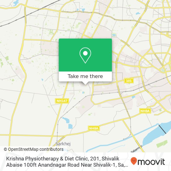 Krishna Physiotherapy & Diet Clinic, 201, Shivalik Abaise 100ft Anandnagar Road Near Shivalik-1, Sa map