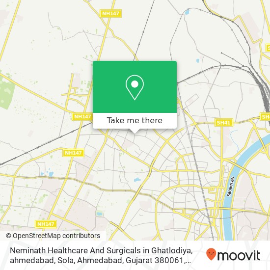 Neminath Healthcare And Surgicals in Ghatlodiya, ahmedabad, Sola, Ahmedabad, Gujarat 380061, India map