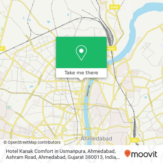 Hotel Kanak Comfort in Usmanpura, Ahmedabad, Ashram Road, Ahmedabad, Gujarat 380013, India map
