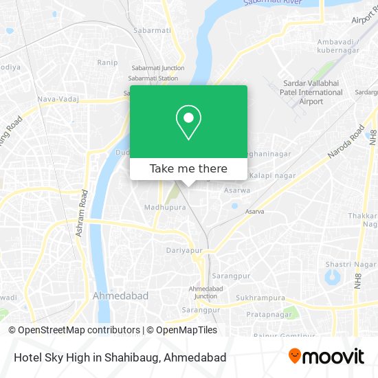 Hotel Sky High in Shahibaug map