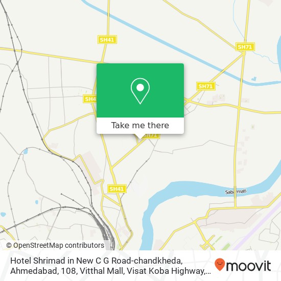 Hotel Shrimad in New C G Road-chandkheda, Ahmedabad, 108, Vitthal Mall, Visat Koba Highway, Near Go map