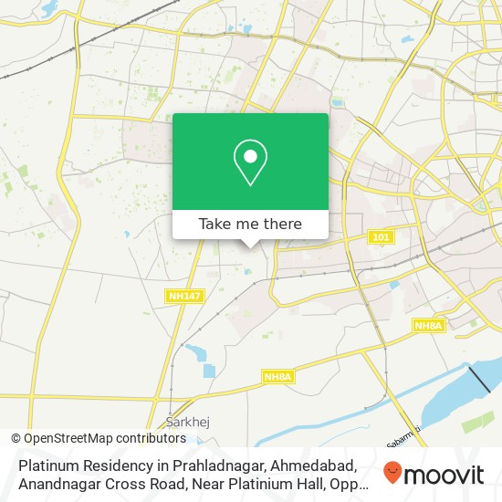 Platinum Residency in Prahladnagar, Ahmedabad, Anandnagar Cross Road, Near Platinium Hall, Opp Shel map