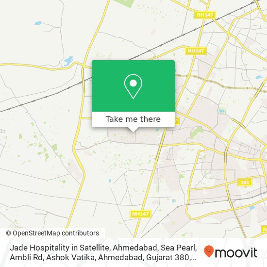 Jade Hospitality in Satellite, Ahmedabad, Sea Pearl, Ambli Rd, Ashok Vatika, Ahmedabad, Gujarat 380 map