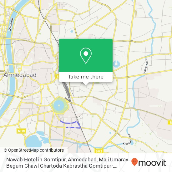 Nawab Hotel in Gomtipur, Ahmedabad, Maji Umarav Begum Chawl Chartoda Kabrastha Gomtipurr, Ahmedabad map