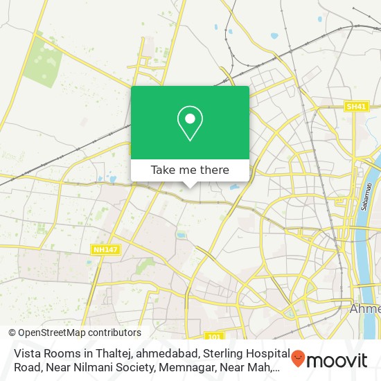 Vista Rooms in Thaltej, ahmedabad, Sterling Hospital Road, Near Nilmani Society, Memnagar, Near Mah map