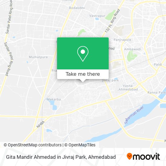 Gita Mandir Ahmedad in Jivraj Park map