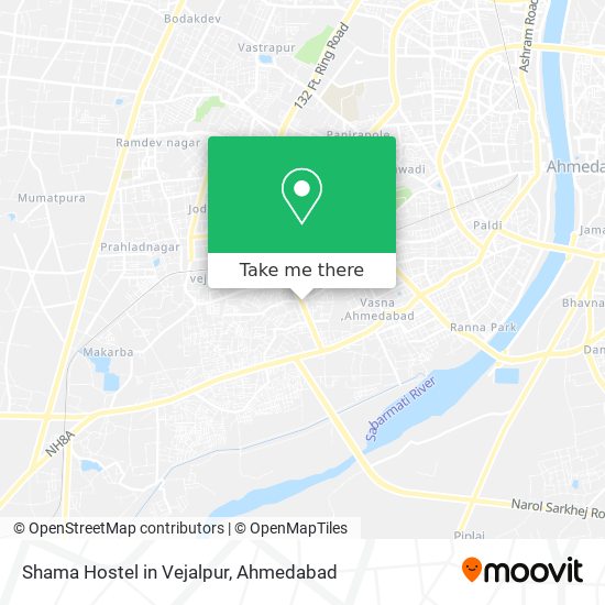 Shama Hostel in Vejalpur map