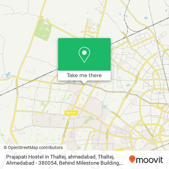 Prajapati Hostel in Thaltej, ahmedabad, Thaltej, Ahmedabad - 380054, Behind Milestone Building, Nea map