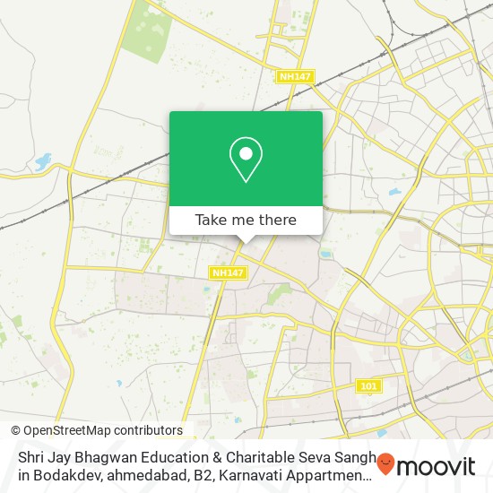 Shri Jay Bhagwan Education & Charitable Seva Sangh in Bodakdev, ahmedabad, B2, Karnavati Appartment map