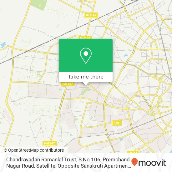 Chandravadan Ramanlal Trust, S No 106, Premchand Nagar Road, Satellite, Opposite Sanskruti Apartmen map
