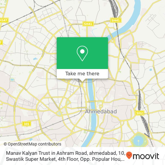 Manav Kalyan Trust in Ashram Road, ahmedabad, 10, Swastik Super Market, 4th Floor, Opp. Popular Hou map