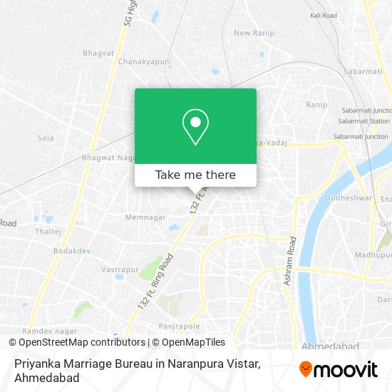 Priyanka Marriage Bureau in Naranpura Vistar map