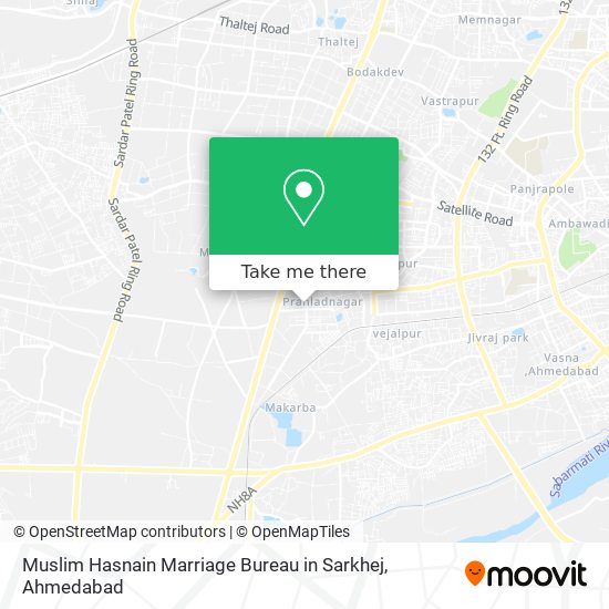 Muslim Hasnain Marriage Bureau in Sarkhej map