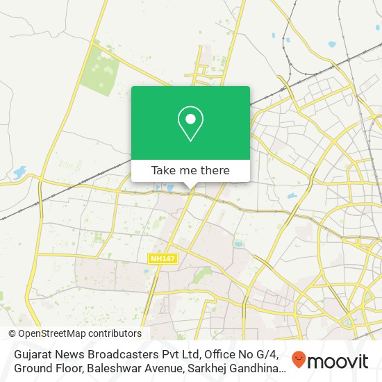 Gujarat News Broadcasters Pvt Ltd, Office No G / 4, Ground Floor, Baleshwar Avenue, Sarkhej Gandhinag map