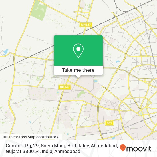 Comfort Pg, 29, Satya Marg, Bodakdev, Ahmedabad, Gujarat 380054, India map