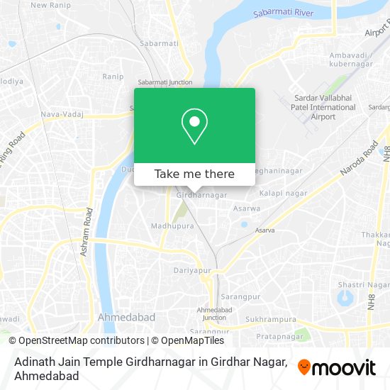 Adinath Jain Temple Girdharnagar in Girdhar Nagar map