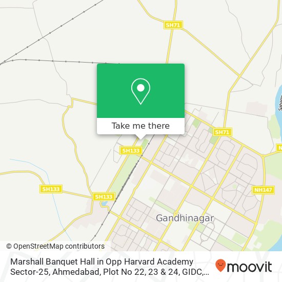 Marshall Banquet Hall in Opp Harvard Academy Sector-25, Ahmedabad, Plot No 22, 23 & 24, GIDC, Secto map