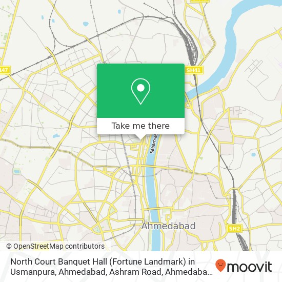 North Court Banquet Hall (Fortune Landmark) in Usmanpura, Ahmedabad, Ashram Road, Ahmedabad, Gujara map