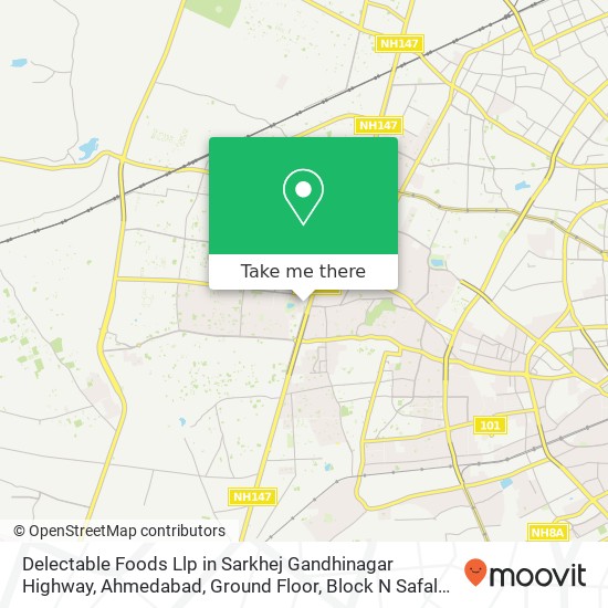 Delectable Foods Llp in Sarkhej Gandhinagar Highway, Ahmedabad, Ground Floor, Block N Safal Mondeal map