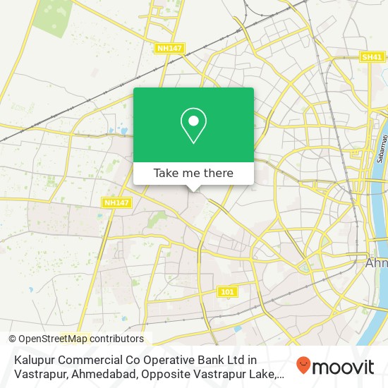 Kalupur Commercial Co Operative Bank Ltd in Vastrapur, Ahmedabad, Opposite Vastrapur Lake, Near Bha map