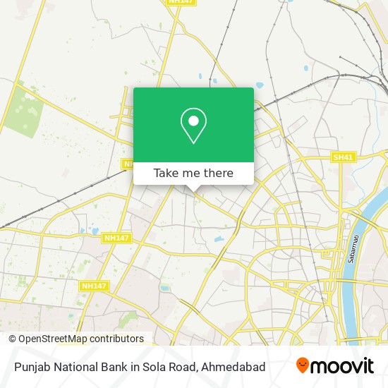 Punjab National Bank in Sola Road map