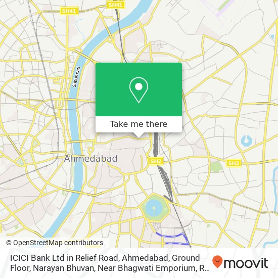 ICICI Bank Ltd in Relief Road, Ahmedabad, Ground Floor, Narayan Bhuvan, Near Bhagwati Emporium, Rel map