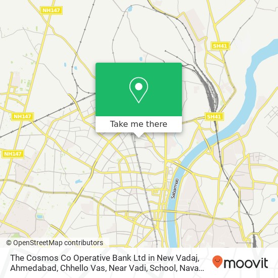 The Cosmos Co Operative Bank Ltd in New Vadaj, Ahmedabad, Chhello Vas, Near Vadi, School, Nava Vada map