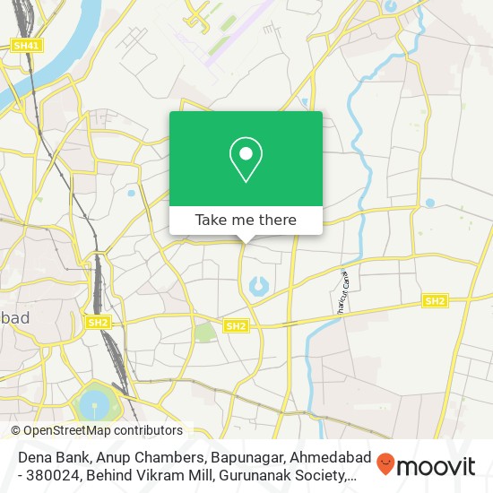 Dena Bank, Anup Chambers, Bapunagar, Ahmedabad - 380024, Behind Vikram Mill, Gurunanak Society map