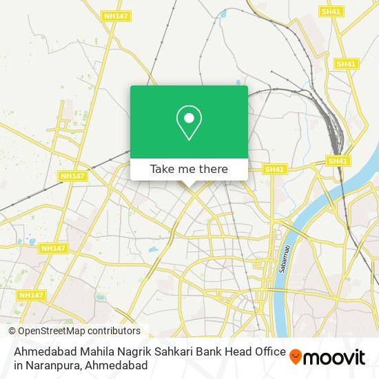 Ahmedabad Mahila Nagrik Sahkari Bank Head Office in Naranpura map