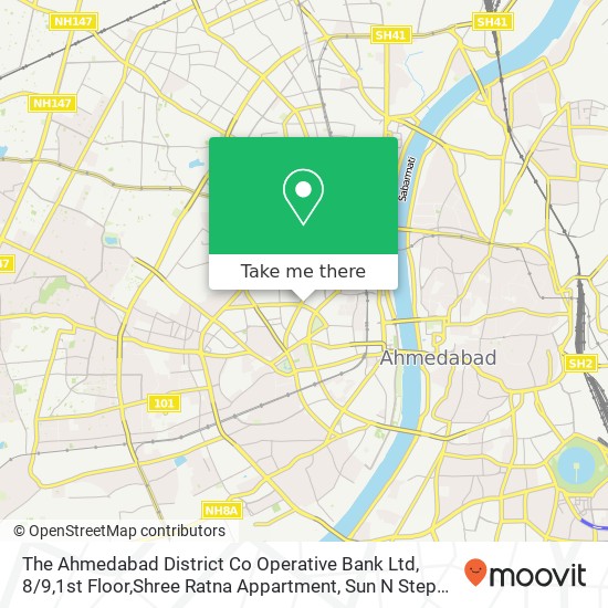 The Ahmedabad District Co Operative Bank Ltd, 8 / 9,1st Floor,Shree Ratna Appartment, Sun N Step Club map