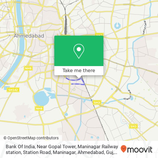 Bank Of India, Near Gopal Tower, Maninagar Railway station, Station Road, Maninagar, Ahmedabad, Guj map