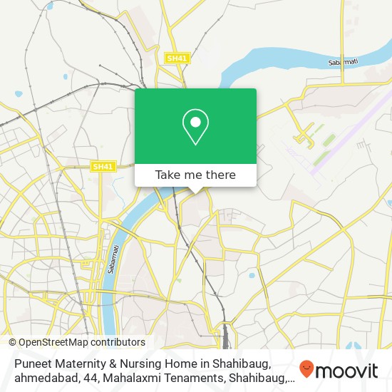 Puneet Maternity & Nursing Home in Shahibaug, ahmedabad, 44, Mahalaxmi Tenaments, Shahibaug, Ahmeda map