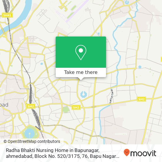 Radha Bhakti Nursing Home in Bapunagar, ahmedabad, Block No. 520 / 3175, 76, Bapu Nagar Nikole Road, map