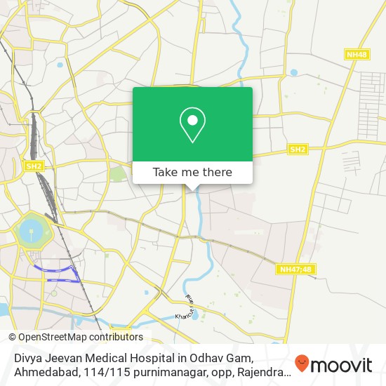 Divya Jeevan Medical Hospital in Odhav Gam, Ahmedabad, 114 / 115 purnimanagar, opp, Rajendra Park Rd, map