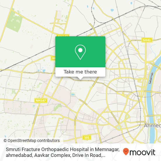 Smruti Fracture Orthopaedic Hospital in Memnagar, ahmedabad, Aavkar Complex, Drive In Road, Memnaga map